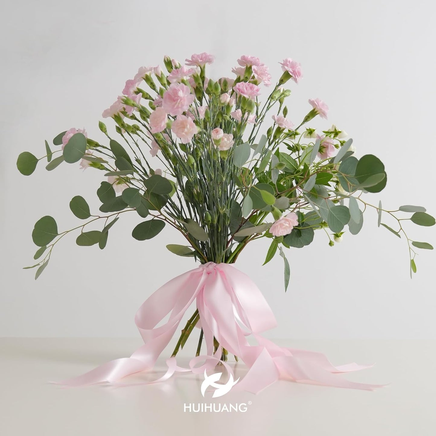 HUIHUANG Pink Satin Ribbon 1/2 inch X 50 Yards Continuous, Baby Pink Double-Faced Satin Ribbon for Gift Wrapping, Bows, DIY Crafts, Flower Bouquet, Bridal Shower Wedding Decor