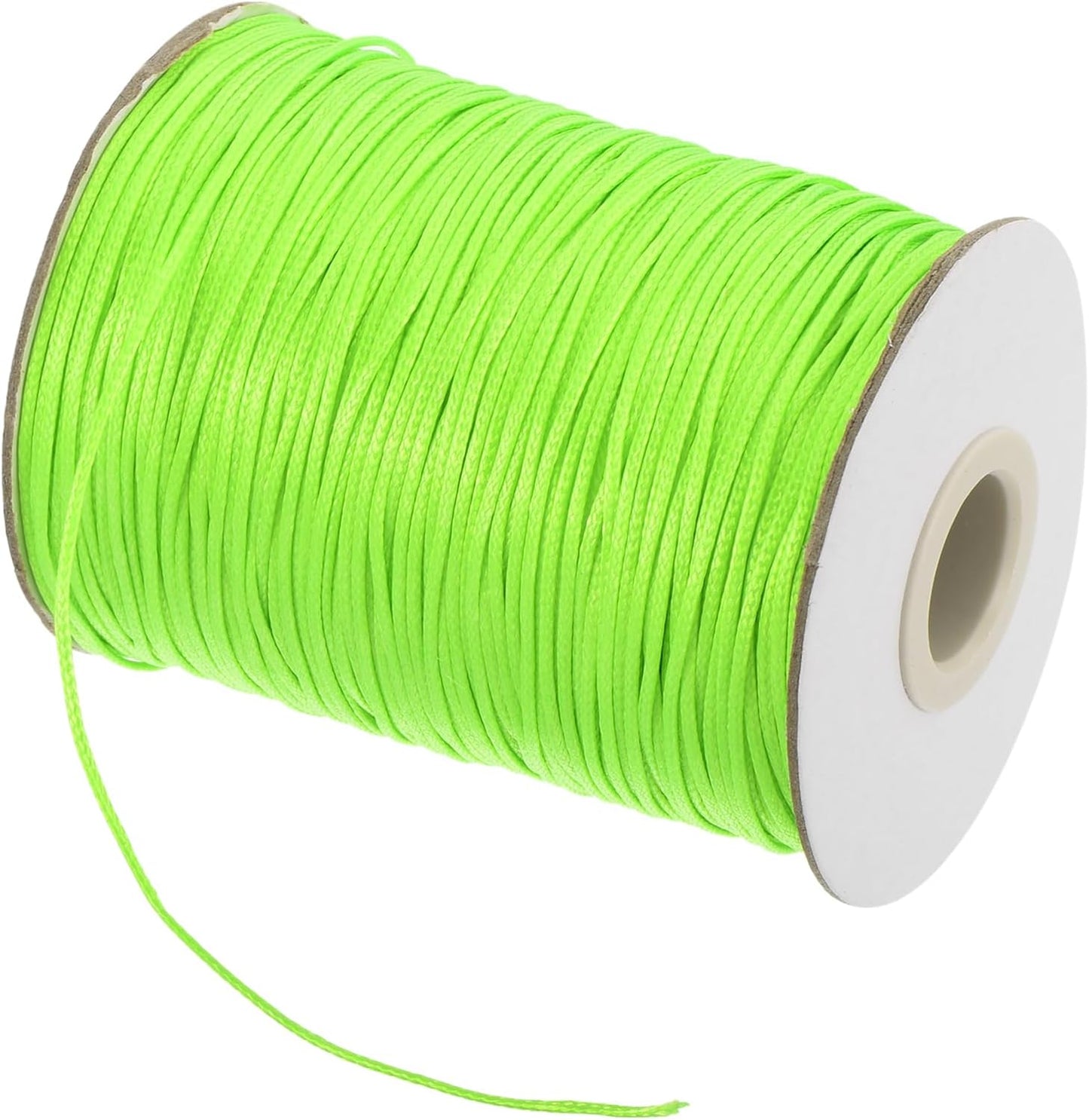 MECCANIXITY Waxed Cord 1mm Waxed Polyester Cord 175 Yard Wax String for Bracelet Making,Necklaces, Beading,Jewelry Making and DIY Crafts(Bright Green)