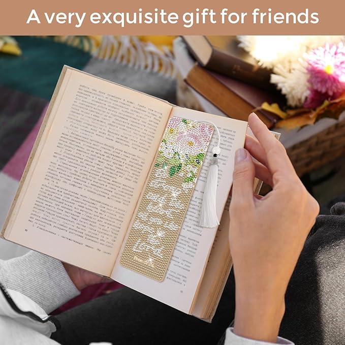 8 Pieces Christian Bible Verse Diamond Art Bookmarks 5d Christian Beaded Bookmark Acrylic Tassel Bookmark for DIY Making Beginners Kids Adults Arts Craft Supplies (Floral Christian)