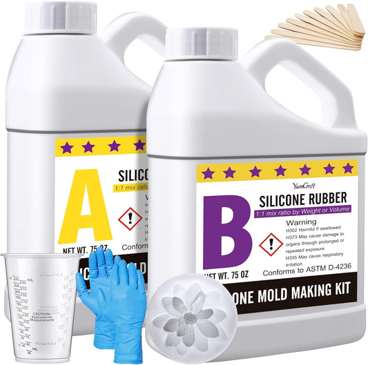 Silicone Mold Making Kit - 150oz Elastic Liquid Silicone Rubber for Making Silicone Mold, Casting - Fast Cured Translucent 18A Molding Silicone for DIY Resin Molds, Candle Molds, Soap Mold, Crafts