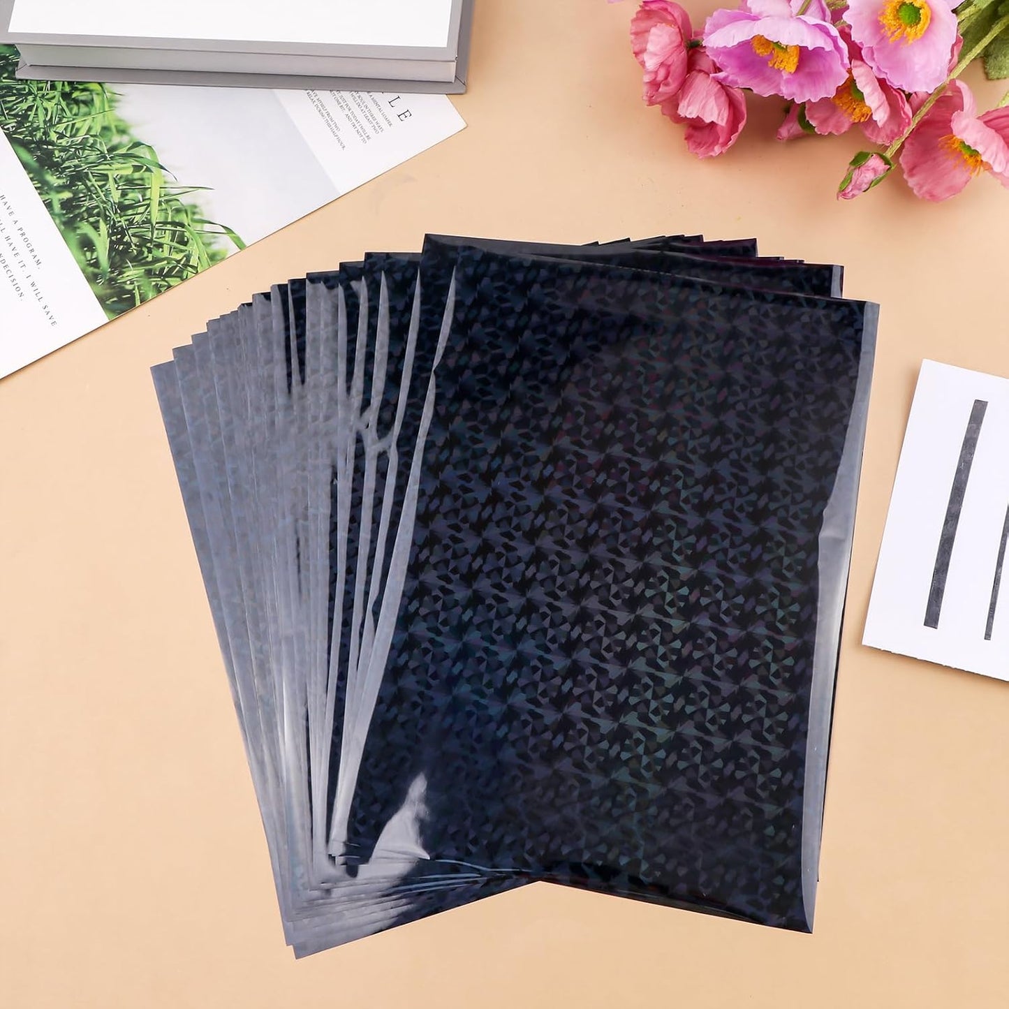 Briartw 50 Sheets Black Gemstone Toner Reactive Foil - Per Sheet 20x29cm (7.9 x 11.4 inch)- Metallic Finish for Laser Printers & Laminators - Ideal for Printing,Cardmaking,Scrapbooking,DIY Projects