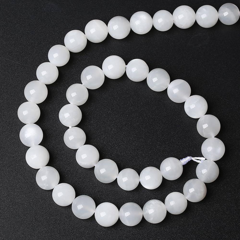 60pcs 6mm Natural White Moonstone Beads AAA Gemstone Round Loose Beads for Jewelry Making DIY Bracelets Necklaces Crystal Energy Healing Stone Beads 15" (6mm, White Moonstone)