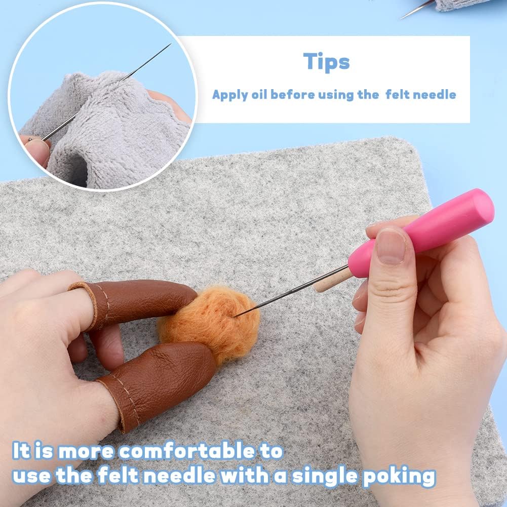 Mayboos Felting Kit with 8"x10" Mat, Needles for Wool & Leather Guards