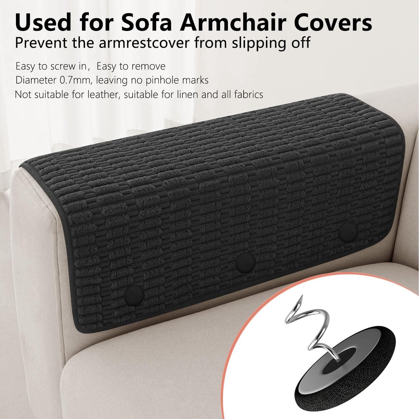 12 Colors Fabric Covered Button Twist Pins Dust Ruffle Pins- for Sofa，Upholstery，Armchair Caddies, Armrest Covers,Bed Skirts, Slipcovers, Headliners (Black, 12)