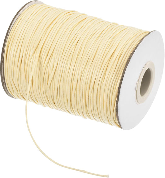 MECCANIXITY Waxed Cord 1mm Waxed Polyester Cord 175 Yard Wax String for Bracelet Making,Necklaces, Beading,Jewelry Making and DIY Crafts(Beige)