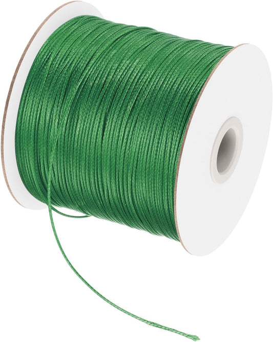 MECCANIXITY Waxed Cord 0.5mm Waxed Polyester Cord 175 Yard Wax String for Bracelet Making, Necklaces, Beading, Jewelry Making and DIY Crafts(Dark Green)