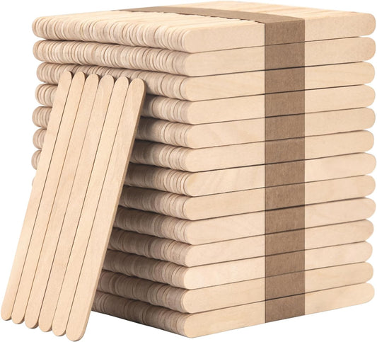 WISYOK 1000 Pcs Wooden Popsicle Sticks for Crafts, 4.5 Inch Wide Lollipop Sticks for Creative Designs or Kids Education, Home Art Projects