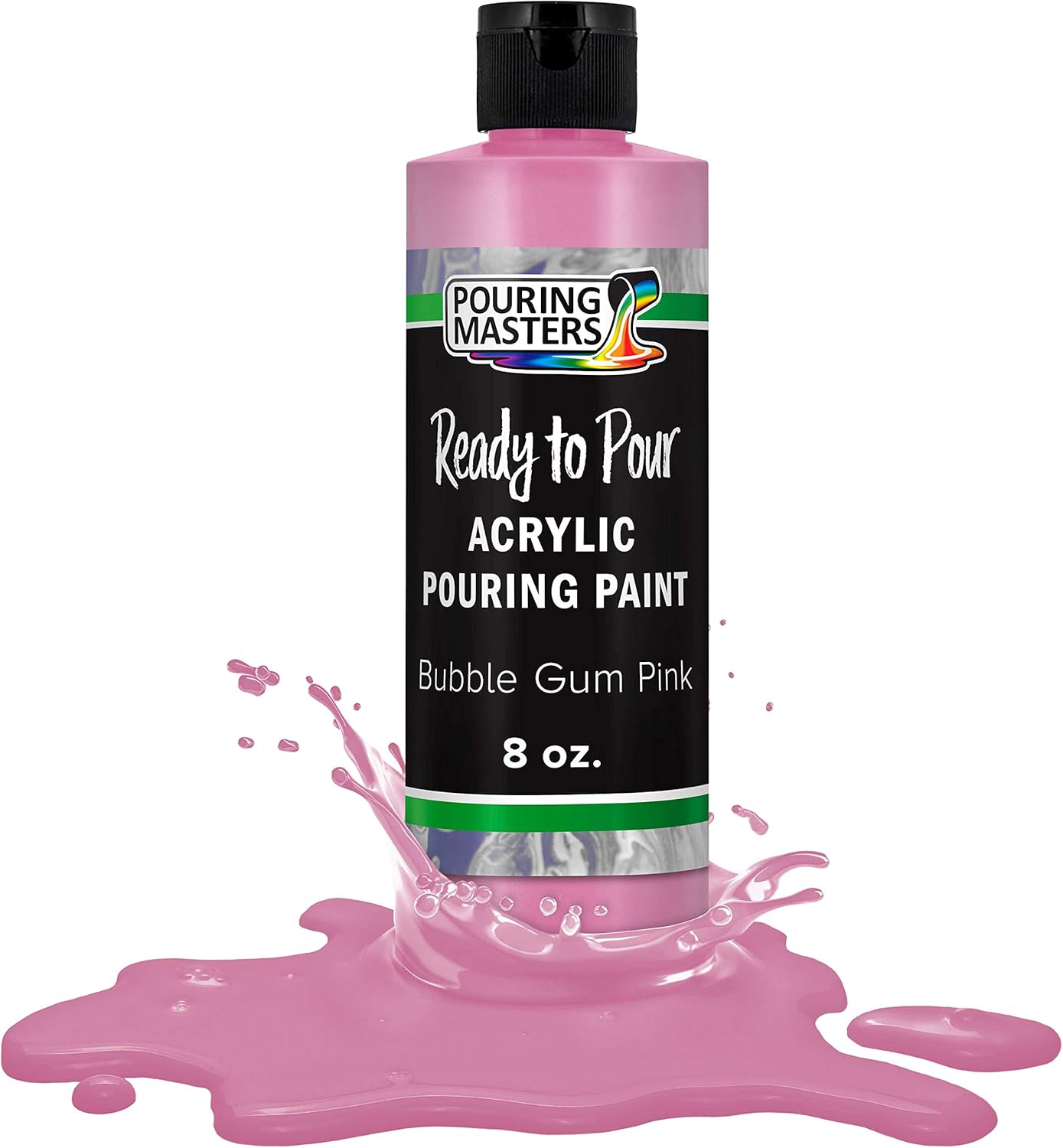 POURING MASTERS Bubble Gum Pink Acrylic Ready to Pour Pouring Paint - Premium 8-Ounce Pre-Mixed Water-Based - for Canvas, Wood, Paper, Crafts, Tile, Rocks and More
