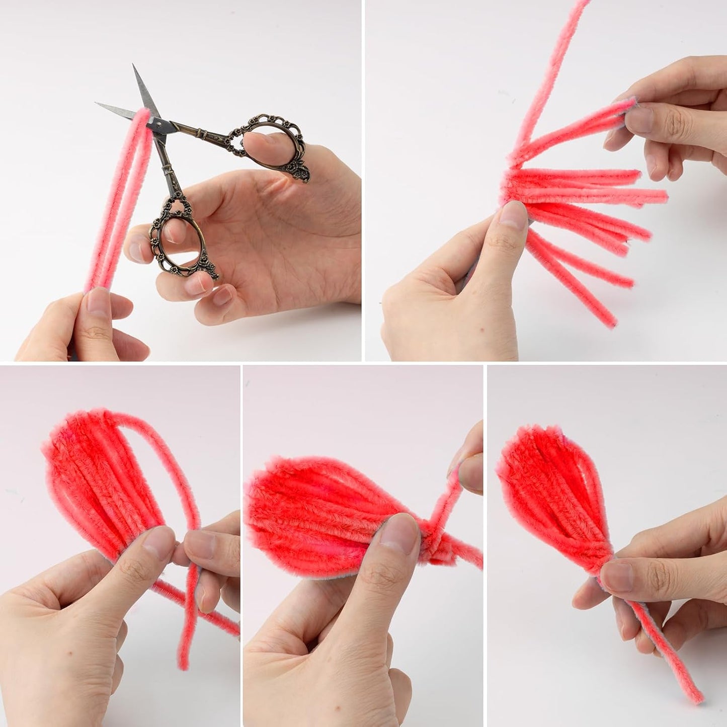 Caydo 300 Pieces Red Color Pipe Cleaners Craft Chenille Stems for DIY Art Creative Crafts Party Christmas Decorations (12 Inch x 6 mm)