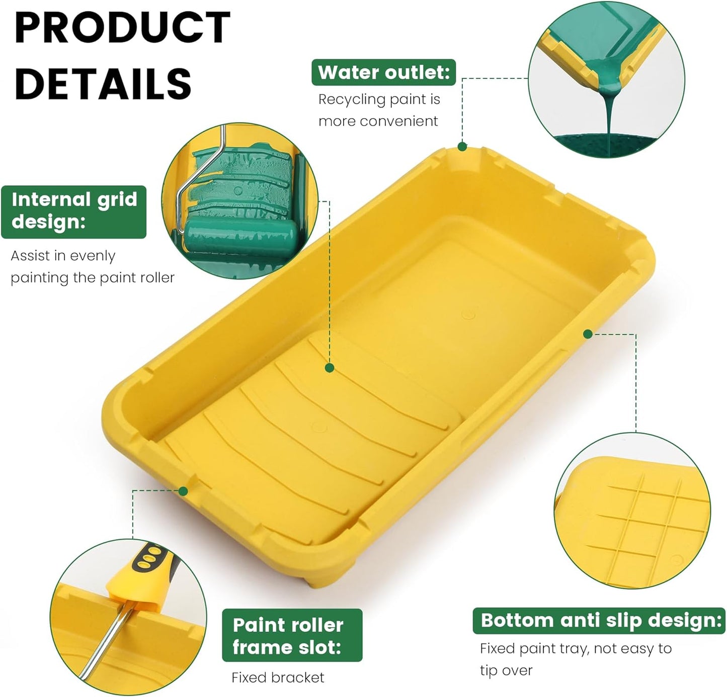 Voomey Paint Roller Tray,4 inch Plastic Paint Tray,5pcs,Easy to Clean Paint Pans Trays for Wall Painting, DIY Projects, and Home Renovation