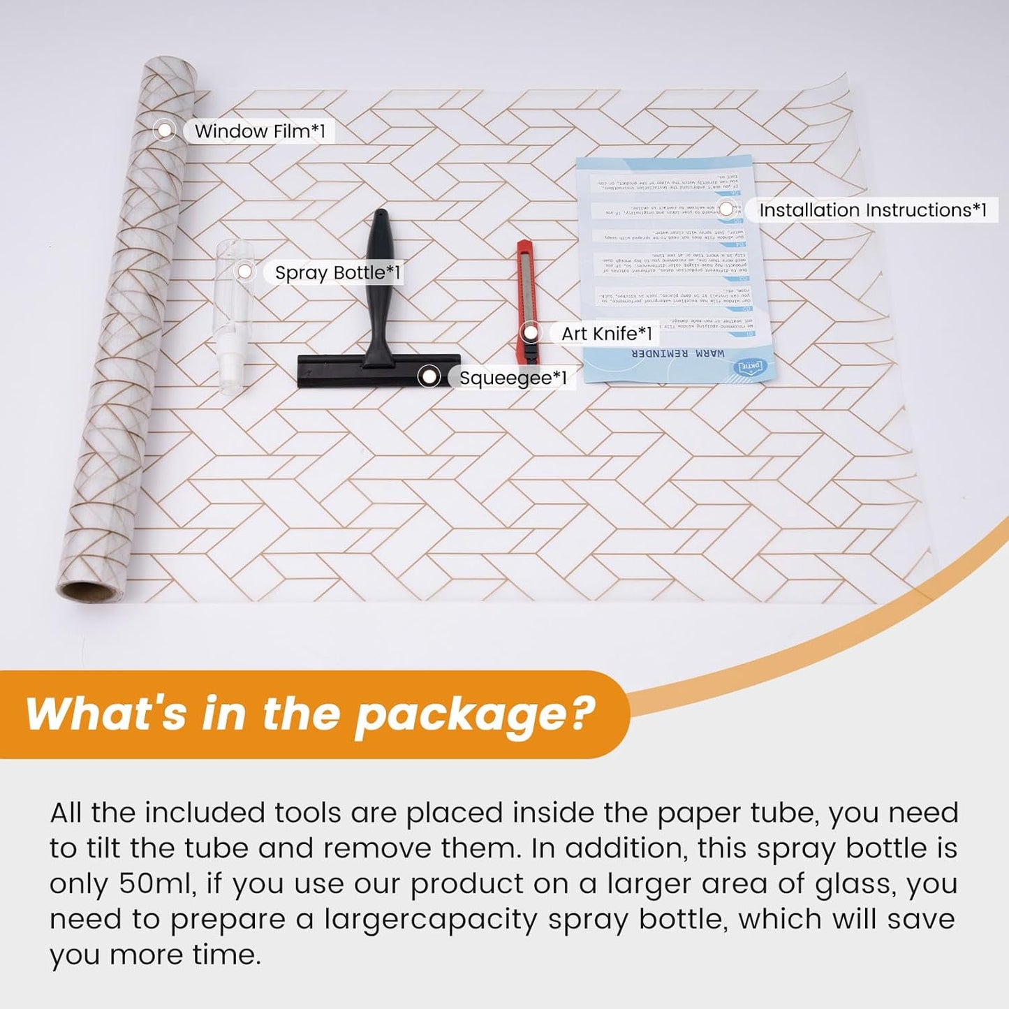 DKTIE Geometric Art Stained Glass Window Film Bathroom Window Privacy Film Frosted Glass Static Clings Non Adhesive with Installation Tools, Modern Home Improvement Style (S120, 17.7'' x 78.7'')