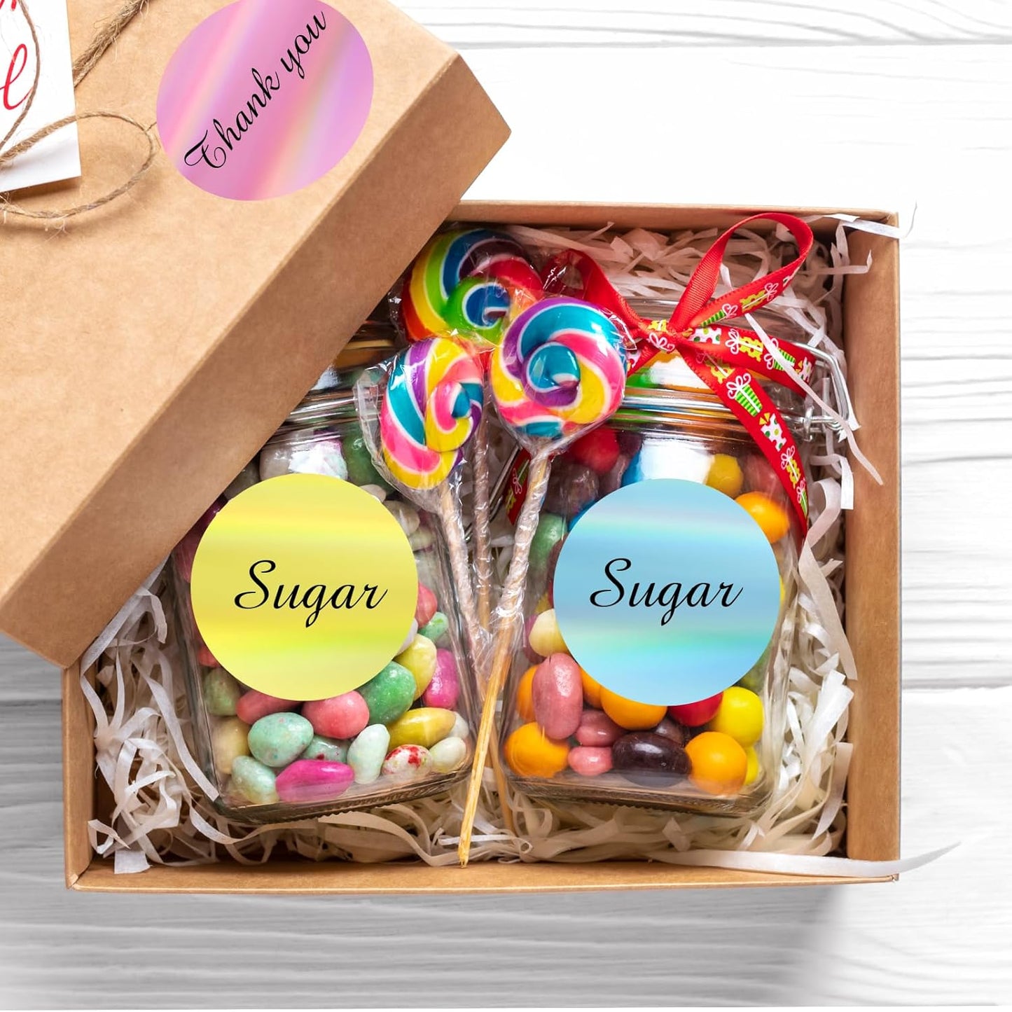 2" Circle Holographic Thermal Label Stickers, Round Printable Rainbow Glitter Thermal Printer Sticker Labels for Gift Wrapping- Spring Color/ 5 Colors