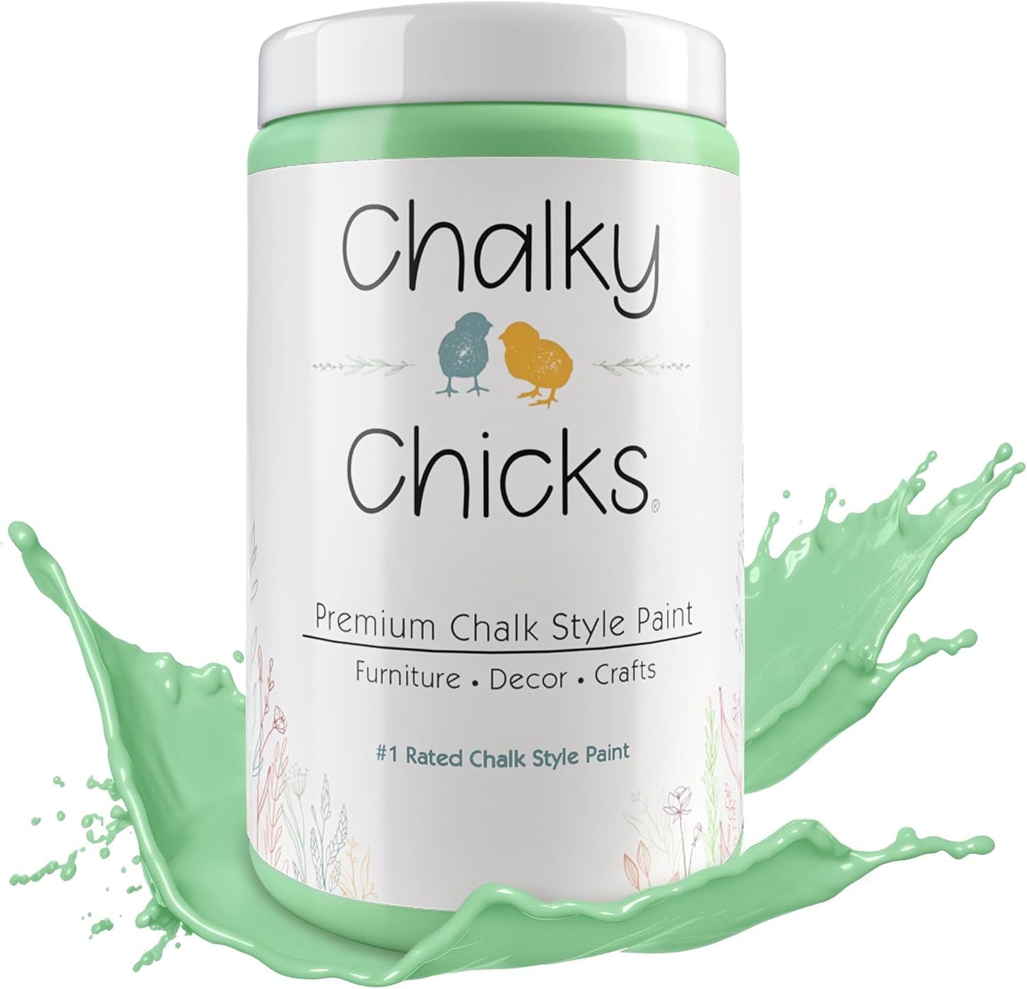 Chalky Chicks All-in-One Chalk Paint for Furniture or Cabinet - 32Fl Oz - Matte Finish Lime Ricki (Lime Green) for Metal, Wood Furniture Paint - No Sanding All-in-One for Home Decor & Crafts, USA Made