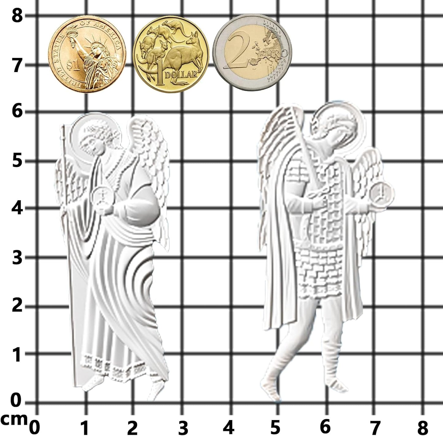 Art Molds for Polyclay Air Dry Clay Plaster, 2 Carved Archangel Symbols