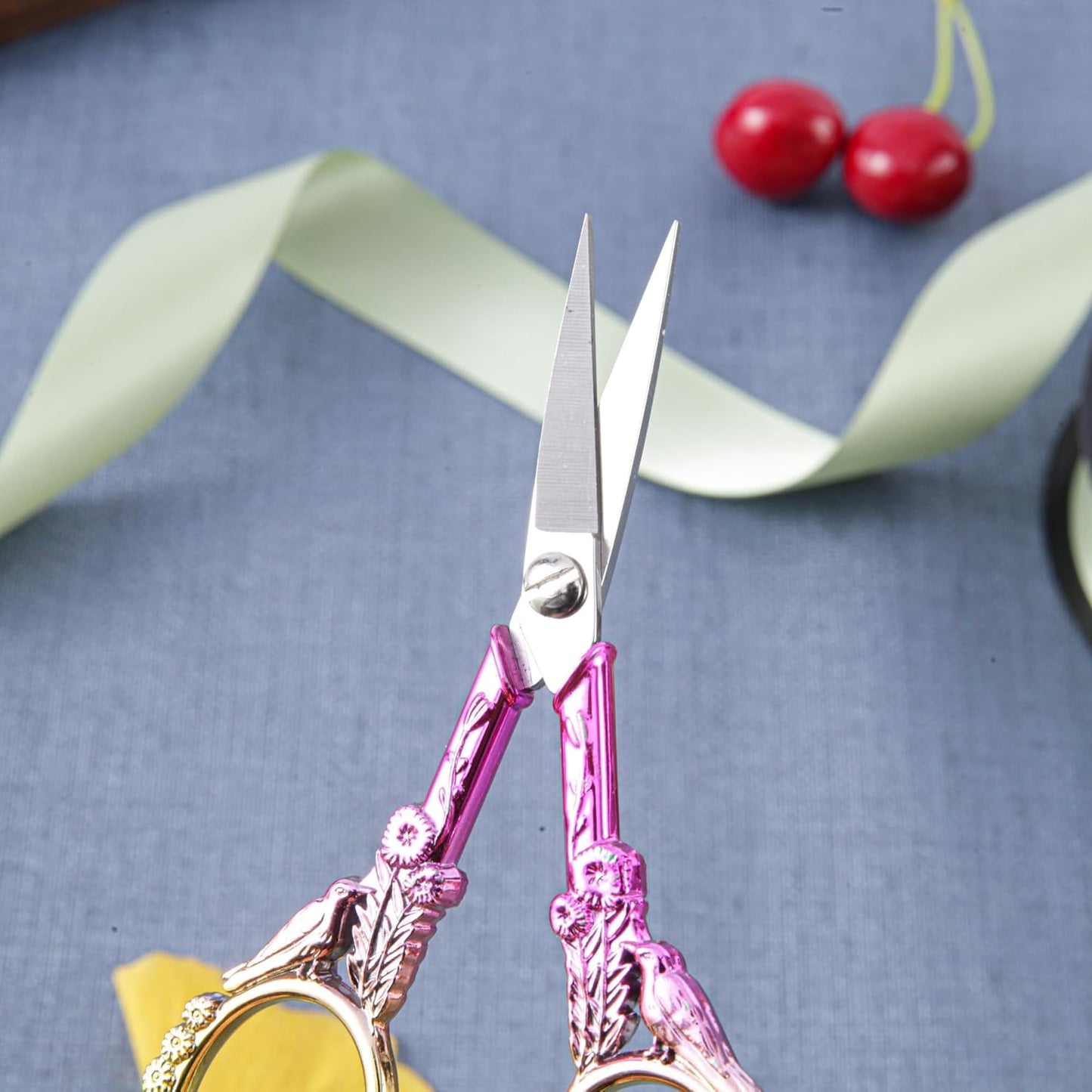 Small Embroidery Scissors with Cover -Cute and Comfortable Gradient handles with Sturdy and Sharp Tips for Precise Cutting, Perfect Size for Keeping in Your Sewing and Craft Supplies Kit