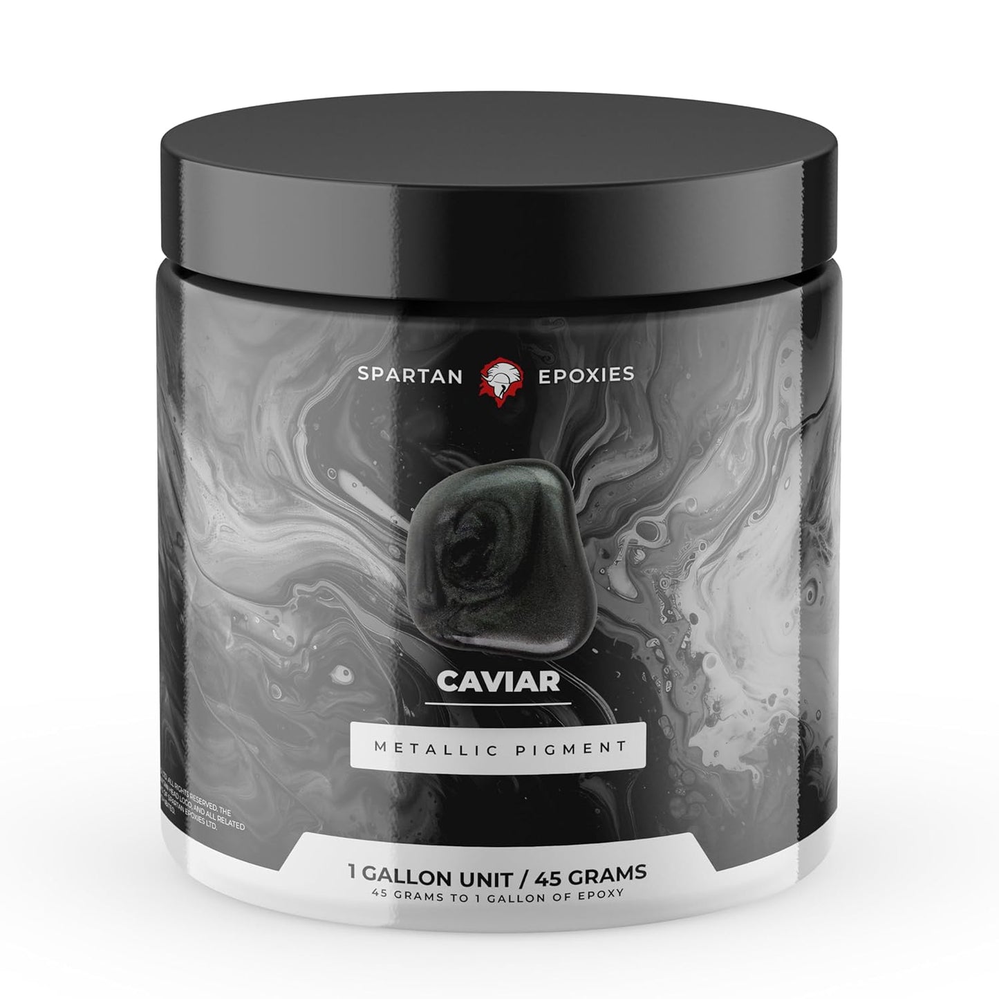 Spartan Epoxies Metallic Pigment Powder for Epoxy - 30 Unique Colors, 4oz for 1 Gallon and 12oz for 3 Gallons of Clear Epoxy, Made in The USA (Caviar, 4oz (45 Grams))