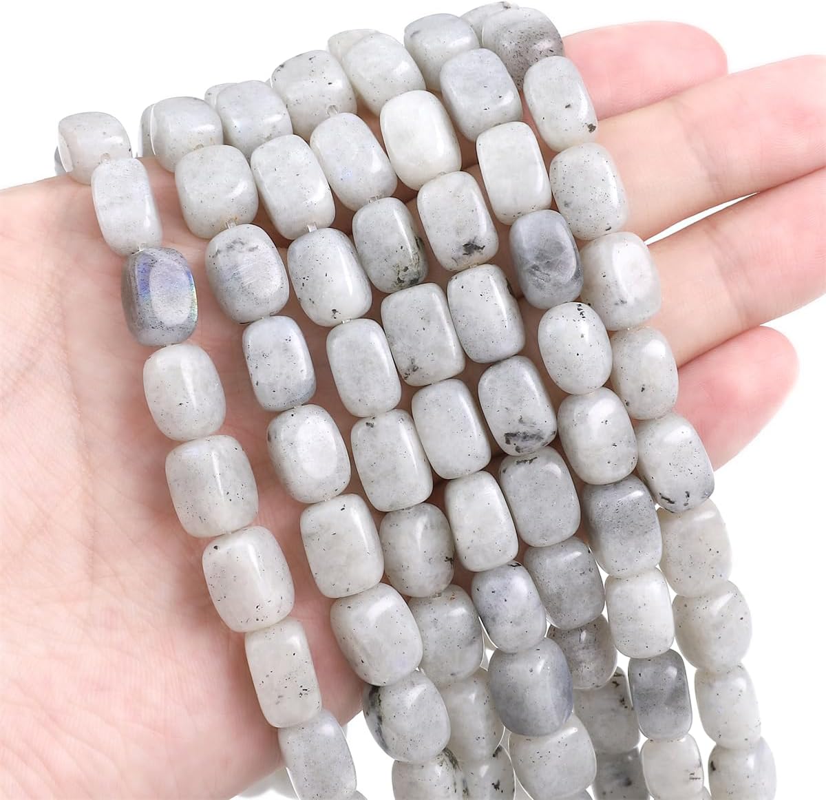 Natural Spectrolite Cuboid Stone Loose Semi Gemstone Beads for Jewelry Making 8mmx12mm 38cm/Strand