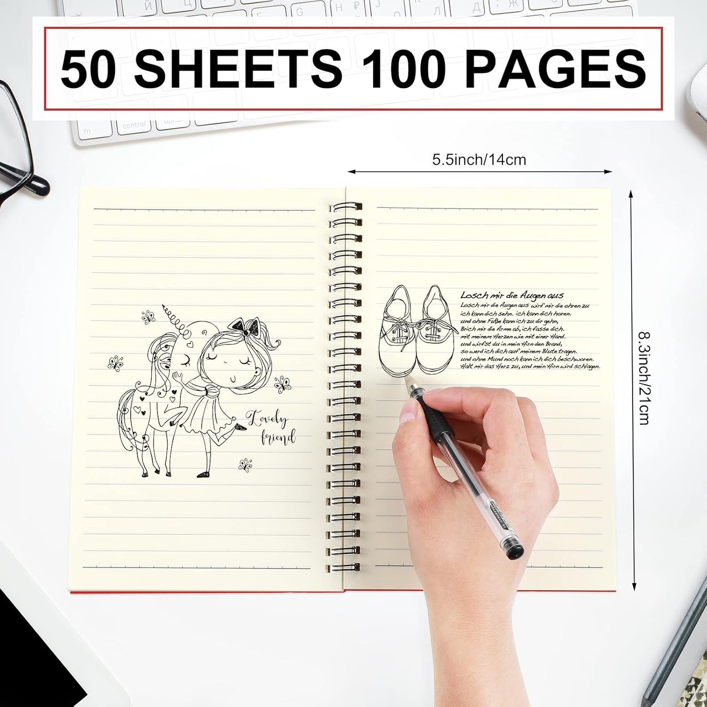 Yahenda 18 Pcs Spiral Notebook Bulk A5 Journal Lined 8.3'' x 5.5'' Writing Composition Paper Small Notepad Subject Notebook for Students Office Business Back to School Supplies (Red)