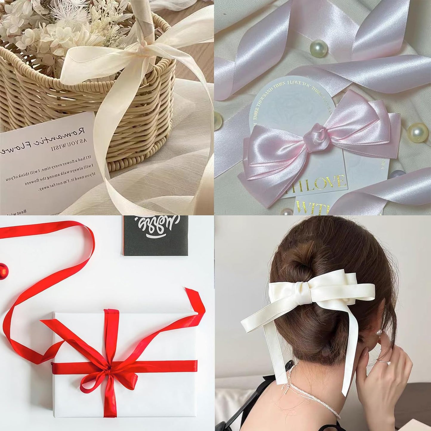 Dusty Pink Satin Ribbon 3/4" X 50 Yards Solid Color Double Faced Ribbons Perfect for Crafts Wedding Decor Bow Making Arts Sewing and More