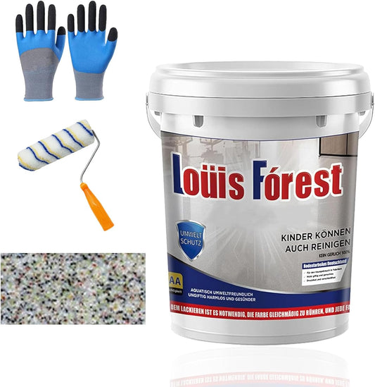 Louis Forest Epoxy Floor Paint, High-Gloss Marble Effect Coating, Epoxy Colored Sand Floor Paint, Wear-Resistant and Non-Slip for Indoor Outdoor (1KG-Colorful)