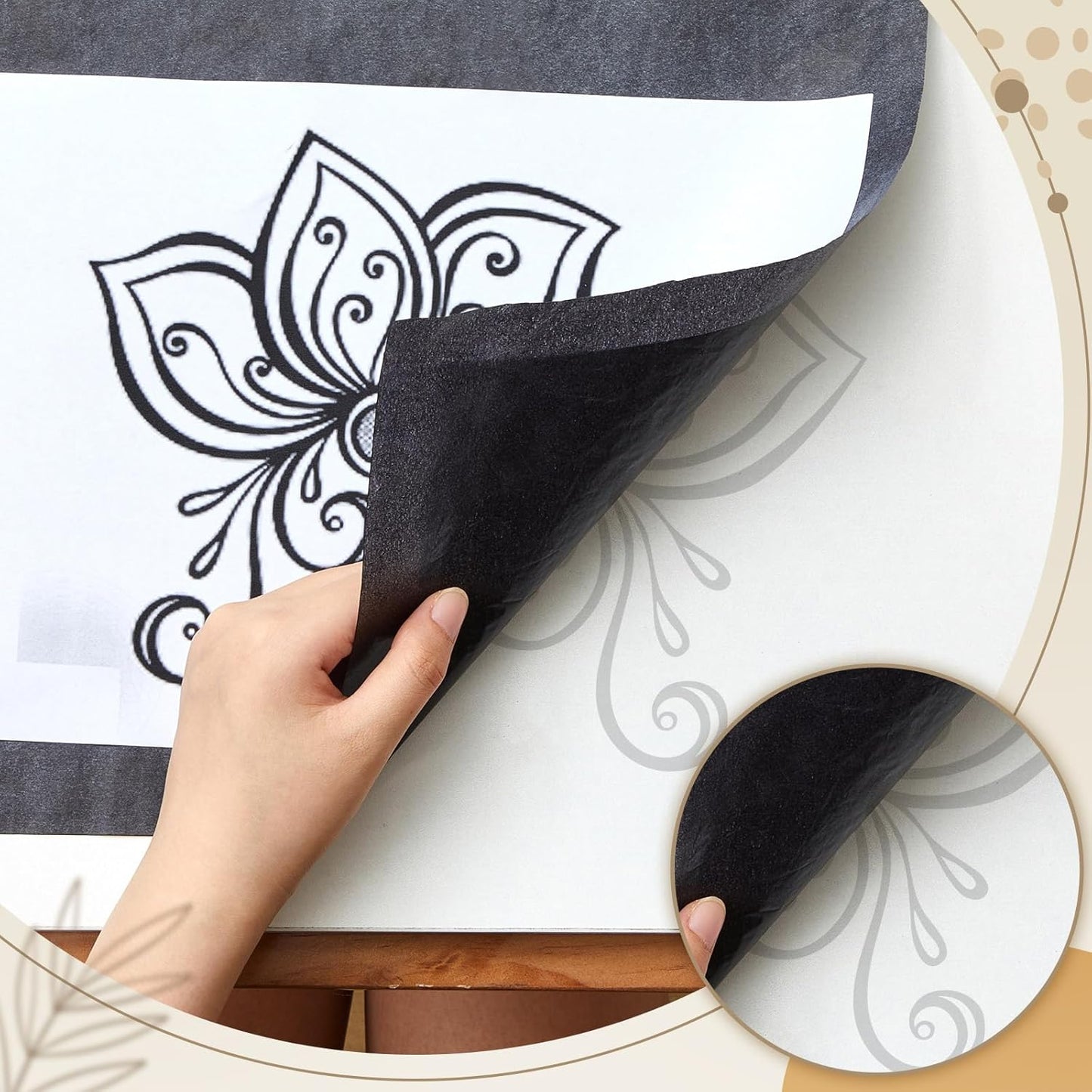 Dinifee 5 Sheets Large Carbon Paper for Tracing 20.3 x 78.7 Inch Graphite Transfer Paper Waxed Carbon Transfer Paper for Wood, Paper, Canvas, Woodworking Patterns, Fabric, Sketch Drawing, Black