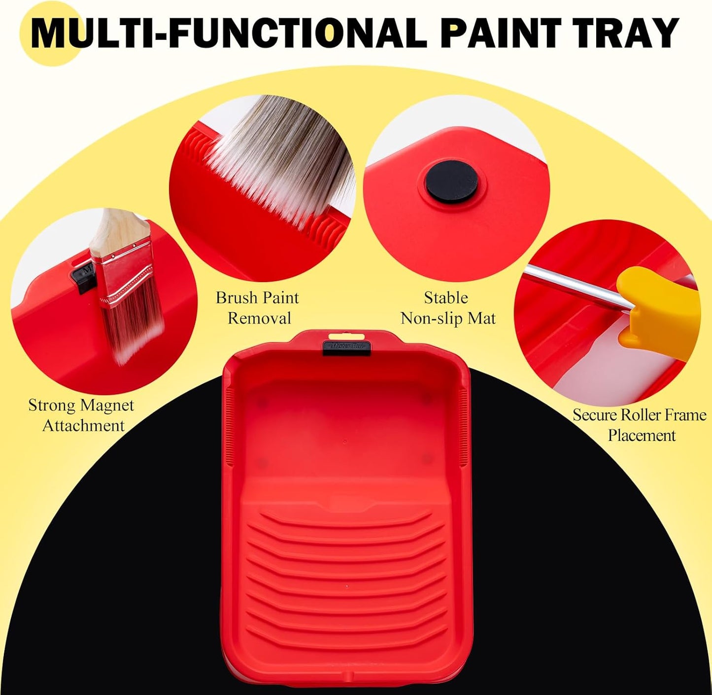 Mister Rui 17-Piece Paint Roller Kit with Non-Slip Tray, Microfiber Roller Covers, Brushes for DIY & Professional Painting Projects, Complete Set for Home Improvement