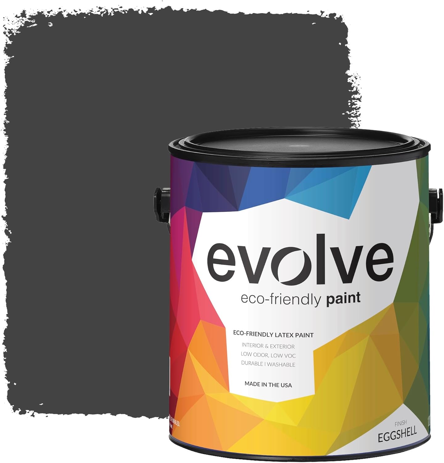 EVOLVE Paint & Primer: Environment-friendly, Low Sheen with One-coat Coverage for Interior & Exterior surfaces (Black Iron, 1-Gallon)