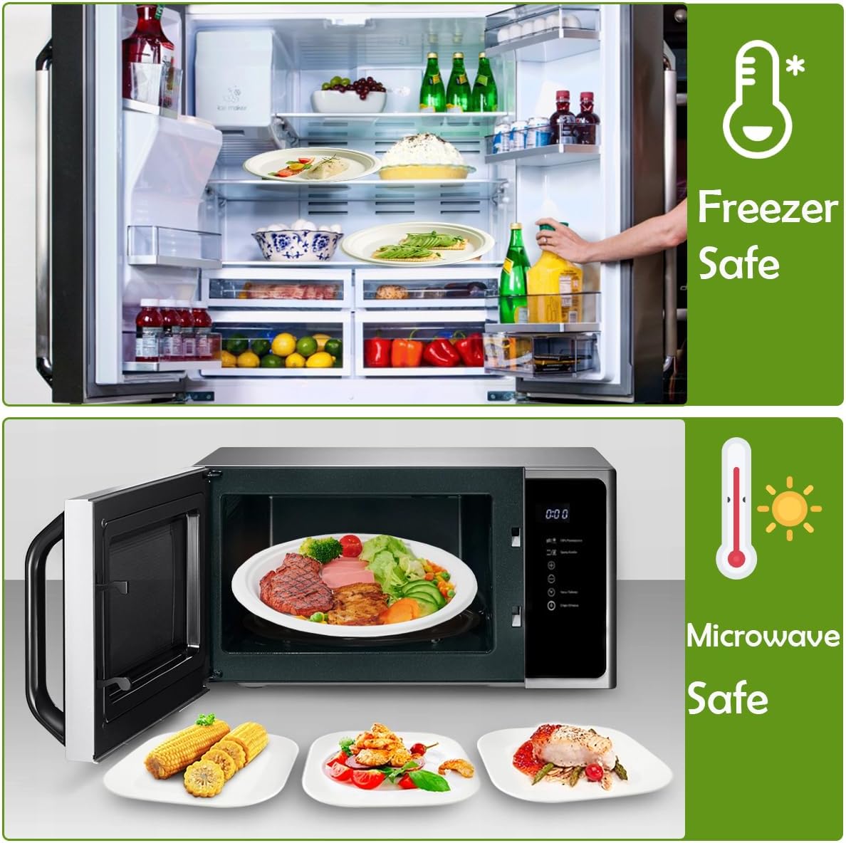 Heavy Duty Paper Plates 10 inch (Round-150 Count) Large White Disposable Dinner Plates Bulk for Everyday Meals, Picnic, BBQ and Gathering, Leak Proof/Microwave-Safe/Sturdy/Cut Resistant