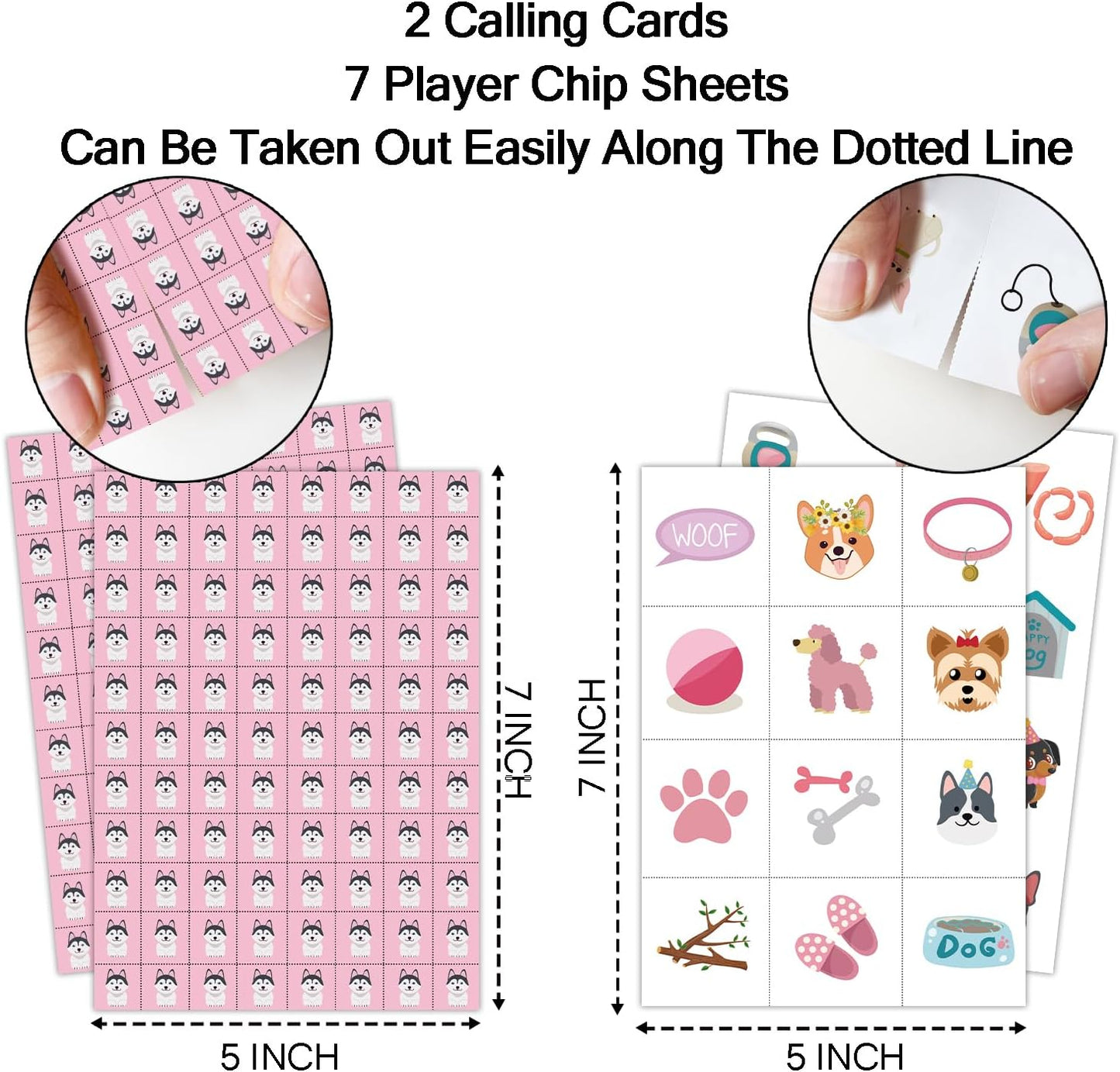 Puppy Dog Party Bingo Game Cards(24 Players), Animal Themed Bingo Card for Family Friend Adult, Large Group Holiday Doggie Party Activity Favor Decoration Supplies -004