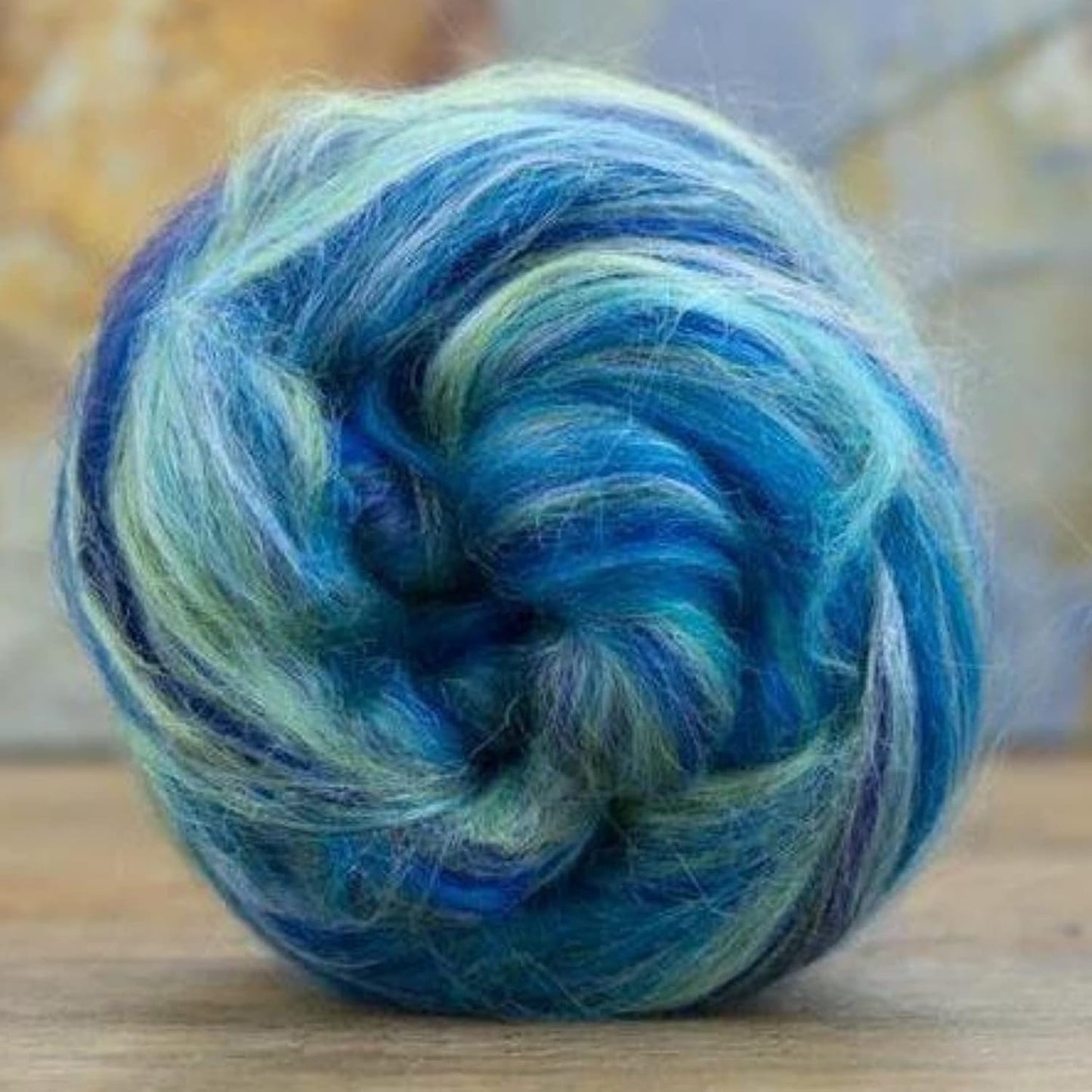 Revolution Fibers – Constellation Range Roving (8 Ounces) | Multicolored Tonal Blend of 70% Dyed Merino and 30% Tussah Silk Combed Top | Soft Fiber for Felting, Spinning, Knitting (Aquarius Green)
