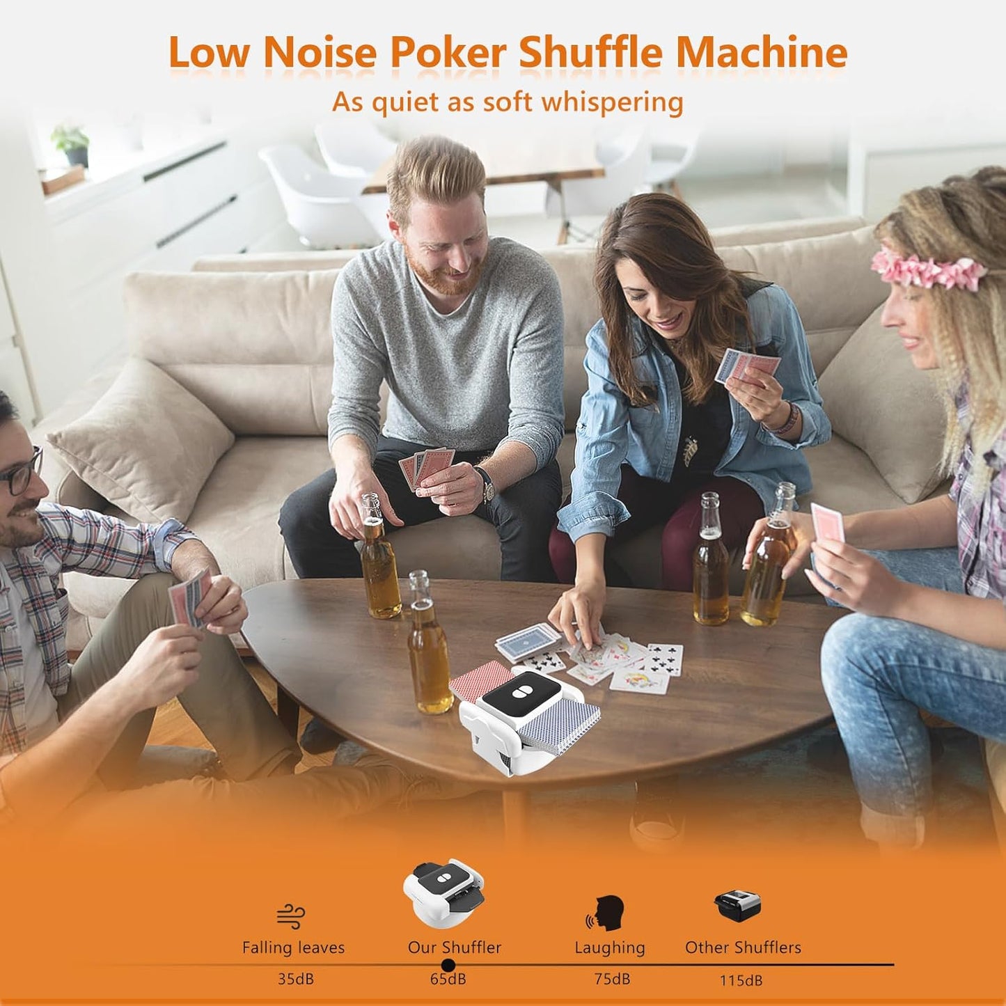 Automatic Card Shuffler，Rechargeable One-Click Card Shuffler for 1-2 Decks, Low Noise & Efficient Shuffling Machine, Portable Electric Card Shuffler for Poker, UNO, Blackjack, Skip-Bo, Phase 10