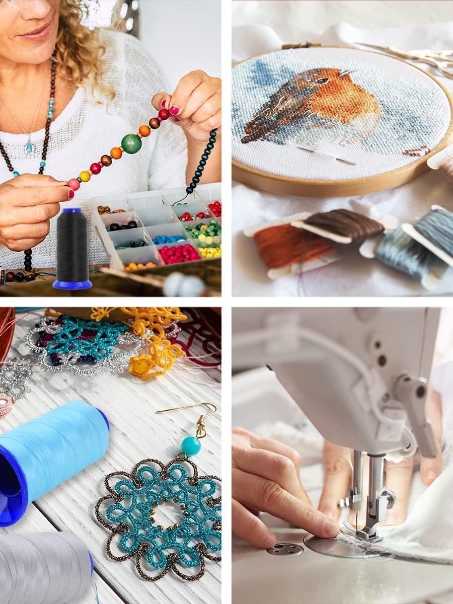 Mandala Crafts Navy Blue Heavy Duty Thread -1500 Yds Tex 90 Thread for Sewing Drapery Jeans Leather Hair - Bonded Polyester Thread Outdoor Marine Upholstery Threads