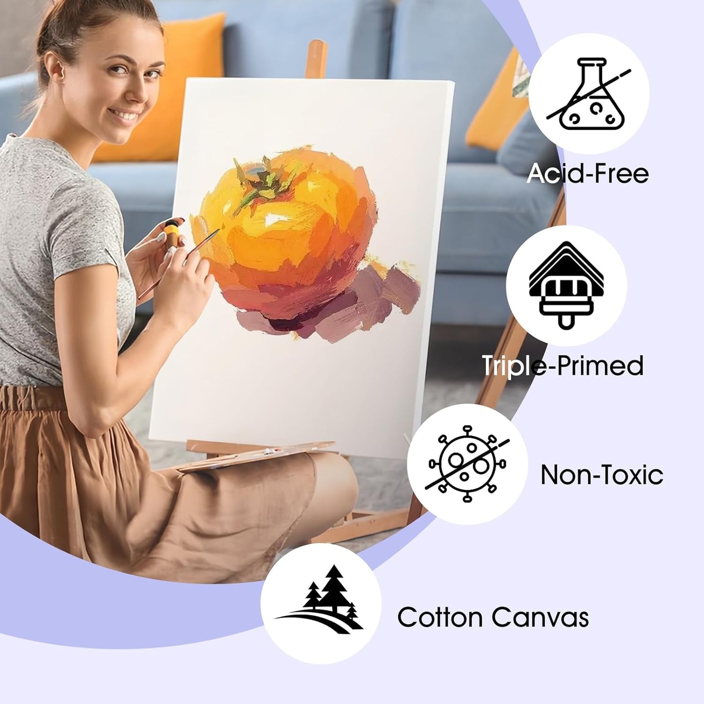 ESRICH Stretched Canvas for Painting 12x16 Inch, 10 Pack Blank Canvas -5/8 in Profile Primed Cotton White Canvases for Painting for Oil & Acrylic Paint