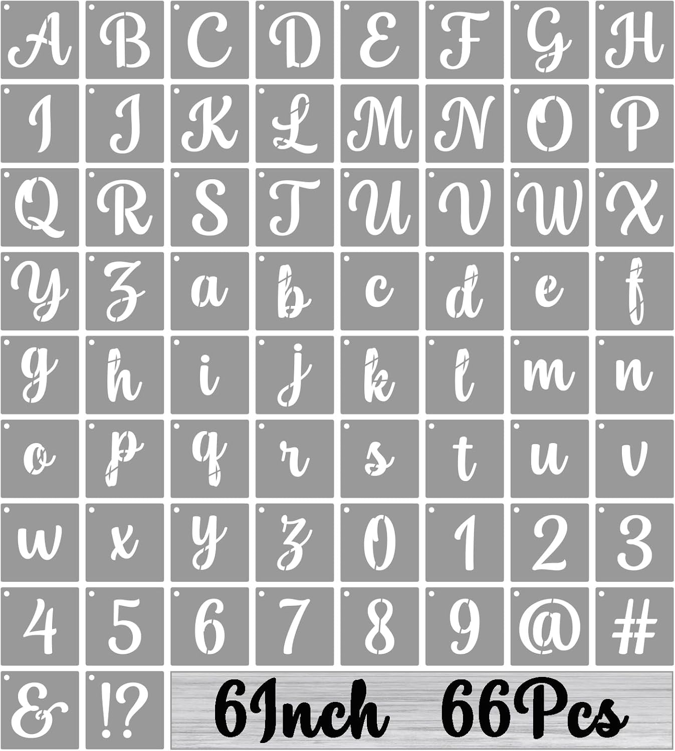 BAMIDELE 6 Inch Alphabet Letter Stencils for Painting, 66 Pcs Reusable Plastic Calligraphy Letter Stencils and Numbers Template Kit for Painting on Wood, Chalkboard, Fabric, Door Porch, Wall Art