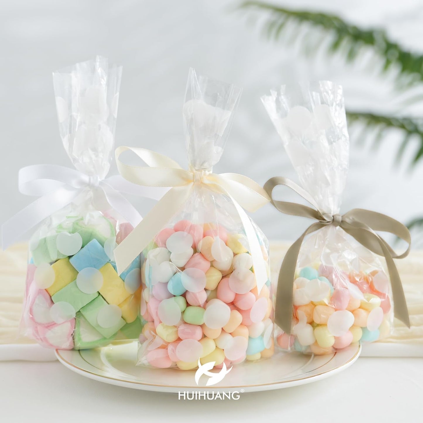 HUIHUANG Light Champagne Satin Ribbon 1/2 inch Continuous 50 Yards Double-Faced Satin Ribbon for Gift Wrapping, Bows, DIY Crafts, Flower Bouquet, Wedding Decor, Holiday Decor