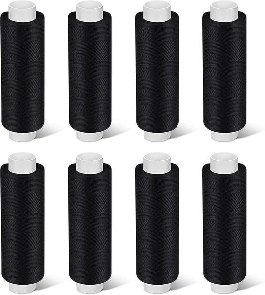 Bupete 8 Rolls Black Thread for Sewing, 200 Yards Each Roll Sewing Thread, Polyester Threads for Sewing Machine Embroidery Hand Stitching