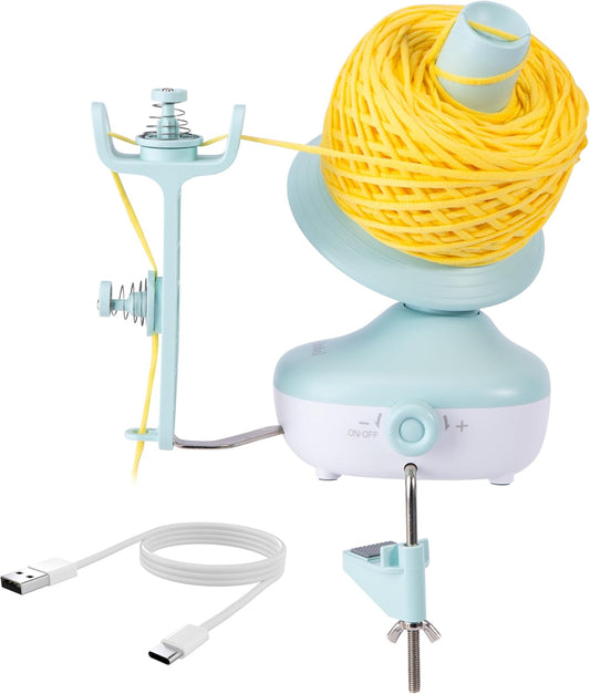 Etcokei Electric Yarn Winder for Crocheting, Compact Yarn Cake with Strong Tension Stepless Speed, Automatic Wool Spinner Roller, Ideal Helper for Knitting Lovers(Mint Green)