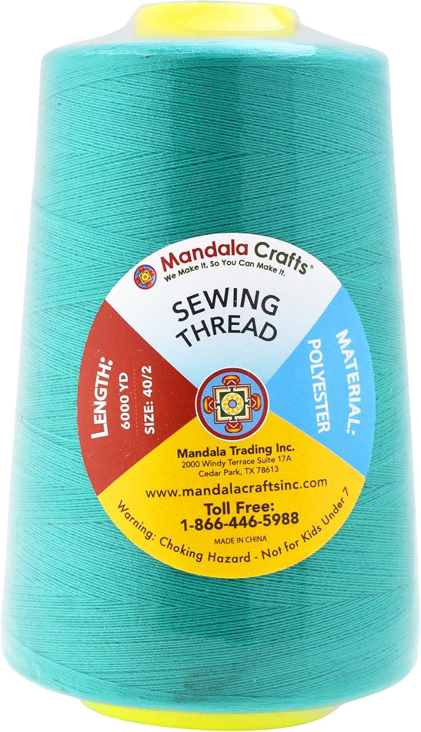 Mandala Crafts 4 Pack of Serger Threads Cones Spools - 40S/2 24000 Yards Polyester Aqua Threads for Sergers Machine and Overlock Quilting Sewing Machine