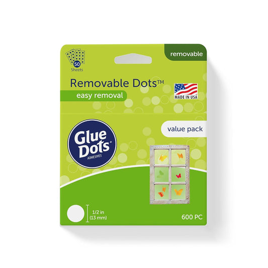 Glue Dots, Removable Dots Value Pack, Double-Sided, 1/2", .5 Inch, 600 Dots, DIY Craft Glue Tape, Sticky Adhesive Glue Points, Liquid Hot Glue Alternative, Clear