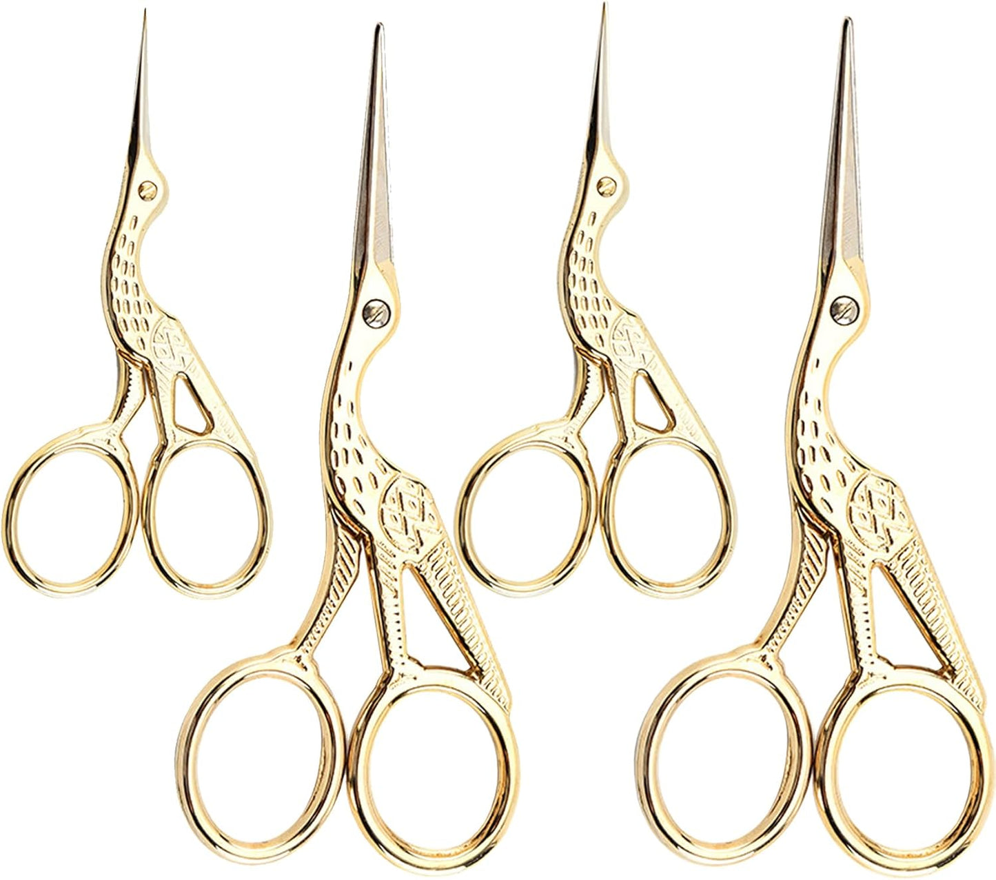 Vintage Stork Shape Sewing Scissors Stainless Steel Tailor Scissors Sharp Sewing Shears for Embroidery, Craft, Art Work & Everyday Use (4, Gold)