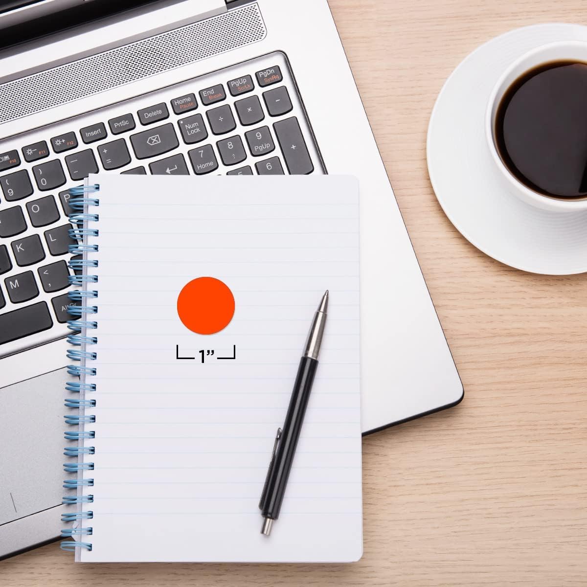 ChromaLabel 1 Inch Round Label Removable Color Code Dot Stickers, 1000 Labels per Dispenser Box, Fluorescent Red-Orange