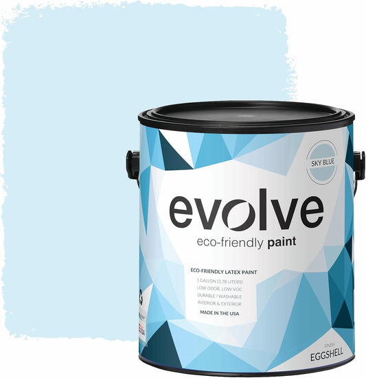 EVOLVE Paint & Primer: Environment-friendly, Low Sheen with One-coat Coverage for Interior & Exterior surfaces (Sky Blue, 1-Gallon)