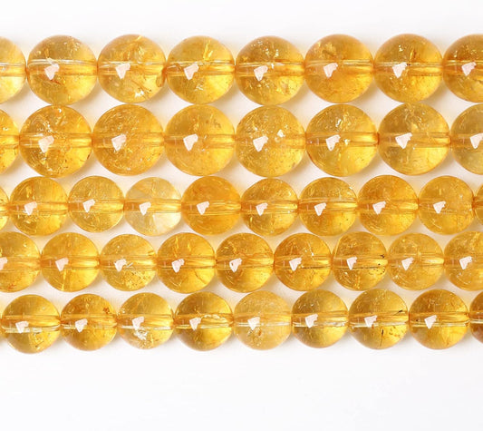 90Pcs 8mm Natural Citrine Beads for Jewelry Making Yellow Crystal Quartz Round Loose Beads DIY Bracelet Necklace Earrings 32" 2 Strands