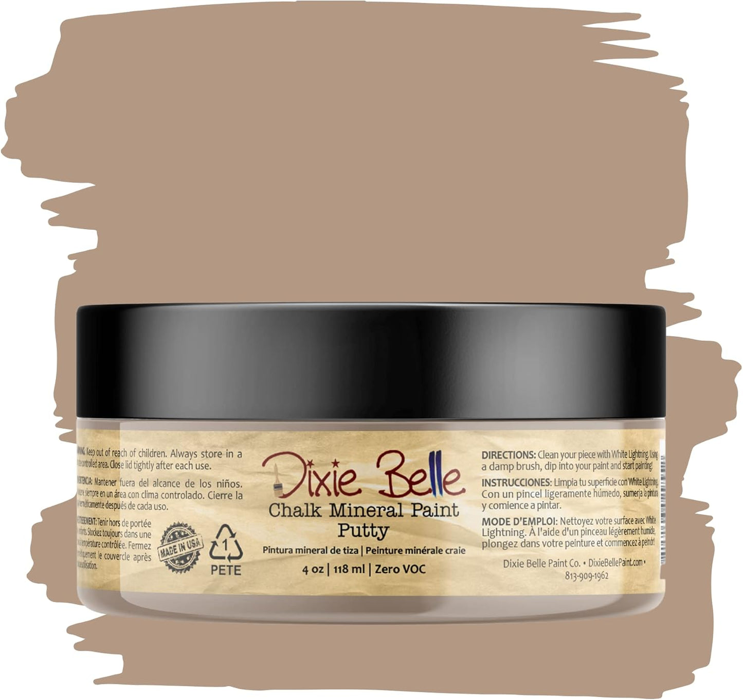 Dixie Belle Paint Company Chalk Finish Furniture Paint - Putty (4oz) - Matte Muted Taupe Chic Chalk Mineral DIY Furniture Paint