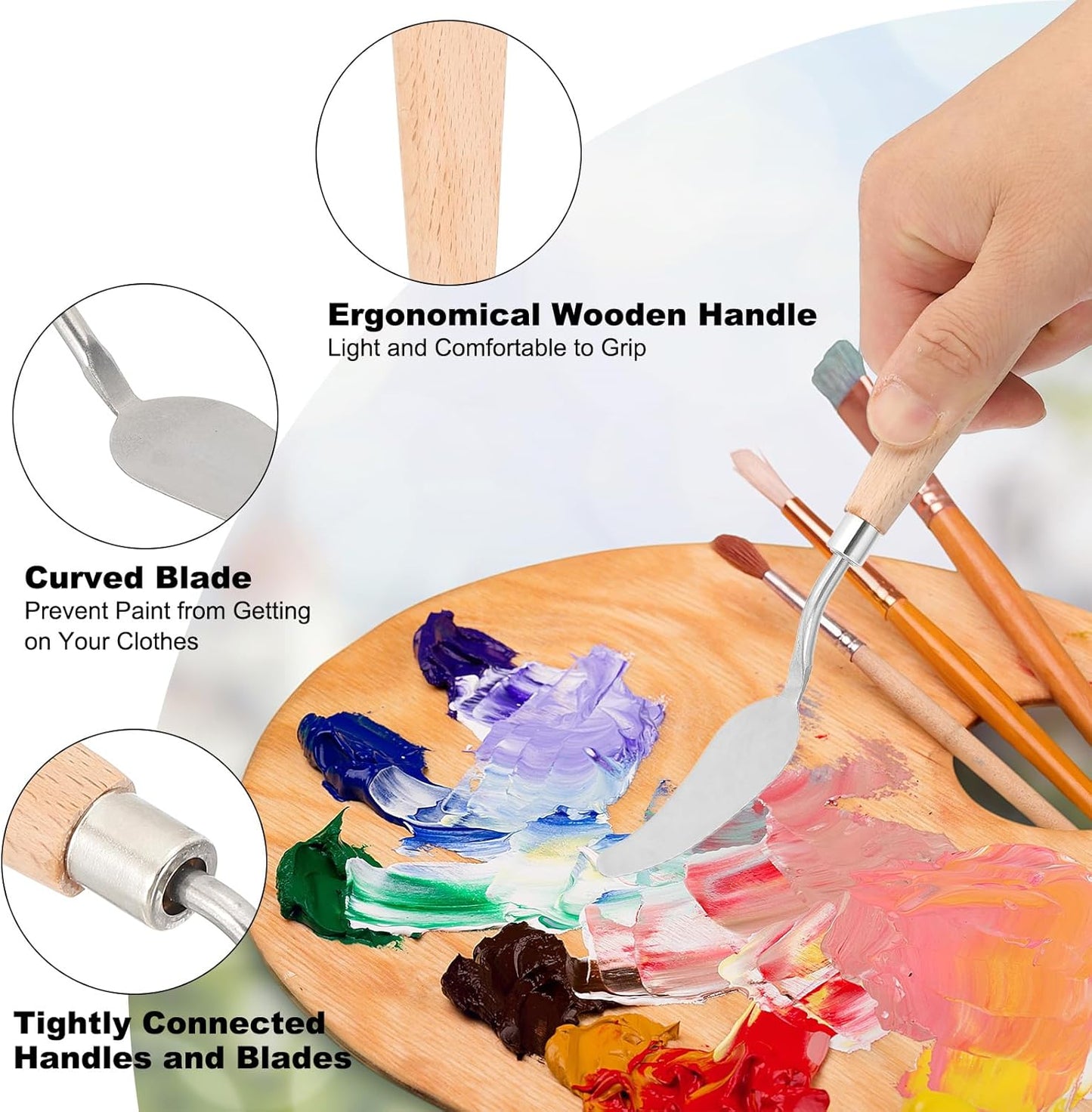 PATIKIL Art Spatula, No.13 22mm Stainless Steel Flexible Palette Knife Painting Knife Painting Spatula Oil Painting Mixing Scraper with Wood Handle for Canvas Acrylic Painting, Brown