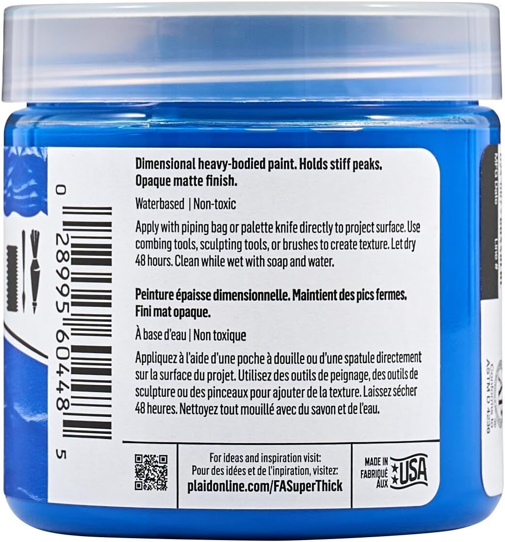 FolkArt Super Thick Acrylic Paint with a Textured Finish, Deep Blue, 4 oz