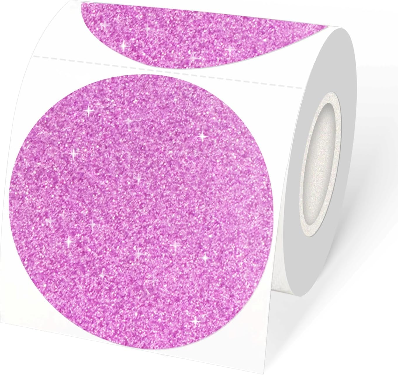 3" Holographic Thermal Label Stickers, Round Direct Thermal Label Stickers, Glitter Thermal Printer Sticker Labels for Gift Wrapping, Self-Adhesive Custom Logo Design- Glitter Pink