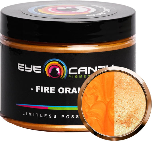 Eye Candy Pigments Premium Orange Mica Powder - Fire Orange (50gr) - for Epoxy, Resin, Soap, Paint, Woodworking, Acrylic Pouring, Bath Bombs, Fishing Lures - DIY Arts and Crafts Additive
