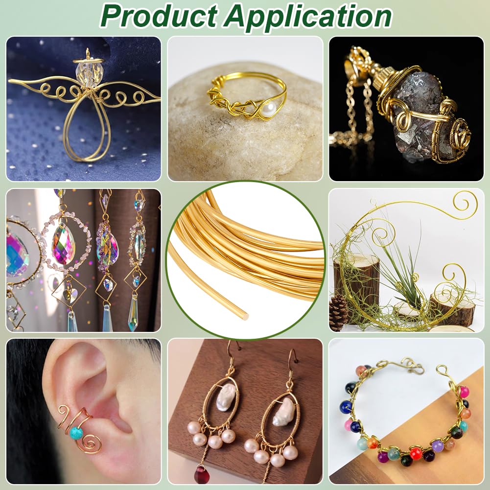 BENECREAT 10 Gauge Solid Brass Wire - 16.4FT Soft Round Wire for Jewelry Making, Gem Wrapping, DIY Crafts