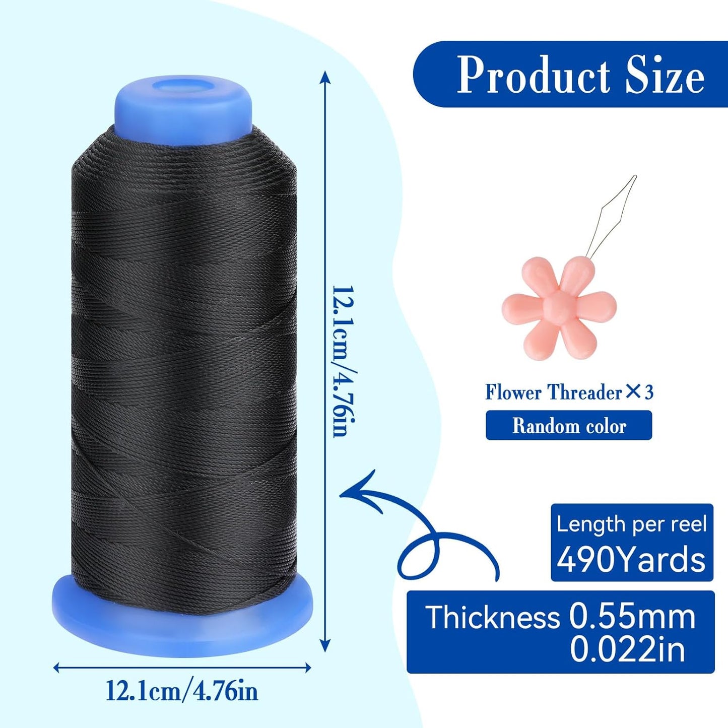 0.55mm Beading Threads, 490 Yards Round Waxed Threads Bracelet Beading Cords Waxed Polyester Cord Waxed Cord for Bracelet DIY Craft Jewelry Making Sewing Craft